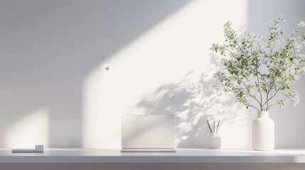 Fototapeta premium Minimalist workspace with clean lines and modern decor, Productivity, Elegance