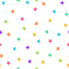 Children's bright abstract pattern with small yellow and pink stars, watercolor illustration. Children's pattern for girls. Good for fabric, textile, pajamas, linen, wallpaper, background.