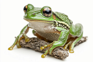 Naklejka premium Frog Isolated On White: Cute GreenTree Frog, Frog 3d, Bullfrog, Colorful Pets, Toad