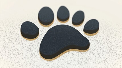 Obraz premium A cute black paw print on a textured background evokes warmth and companionship