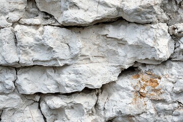 Fototapeta premium Cracked White Rock Face with Uneven Surface
