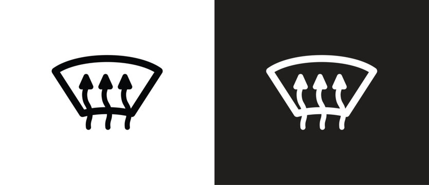 Defroster car AC control line icon. Car windshield defrosting outline vector icon. Climate control functions symbol. Air condition vector in black and white background.