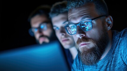 IT team brainstorming solutions to a technical problem, showcasing the collaborative and innovative spirit of the tech industry