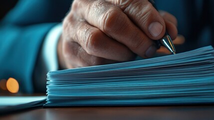 Lawyer reviewing case files in an office, representing the attention to detail and expertise required in the legal profession