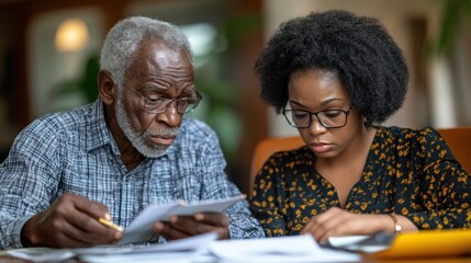 Parents discussing finances at the dining table with worried expressions, highlighting the stress of financial problems within the family