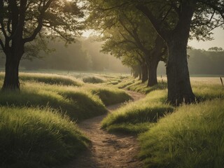 Serene Path Through a Sunlit Meadow