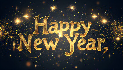 Happy New Year 2025, background banner greeting card illustration. AI generative.
