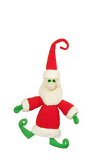 knitted toy funny Santa Claus on white background