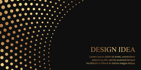 Modern geometric luxury black background or header for business or presentation or greeting card with golden geometric art.