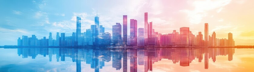 Fototapeta premium Double exposure silhouette with city skyline