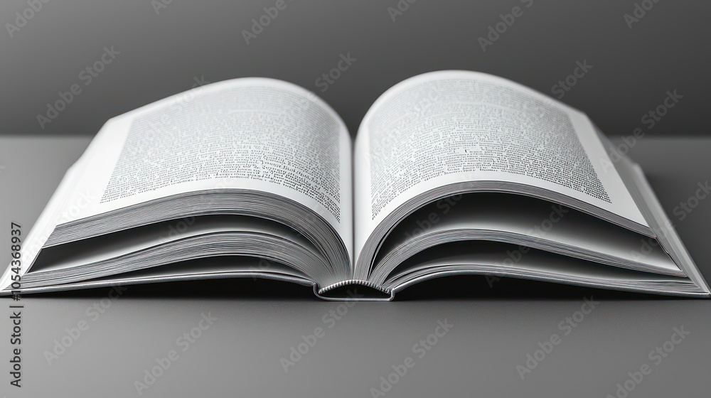 Poster Open Book with Pages Curved and Text Unreadable