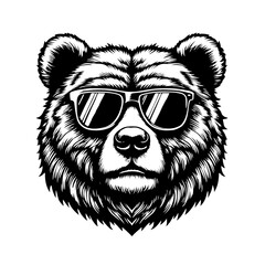 polar bear logo design cool sunglass vector