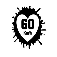 Road sign love heart 60 km/h vector