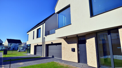 New elegant modern single family house. Terraced family homes in newly developed housing estate....