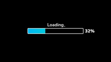Loading progress bar animation of loading bar, percentage from 0 to 100 isolated on background with alpha channel.