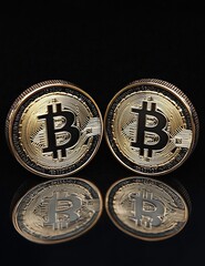 bitcoin coin on dark background