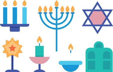 Minimalist Holiday Decor Menorah, Dreidel, and Star of David Silhouettes