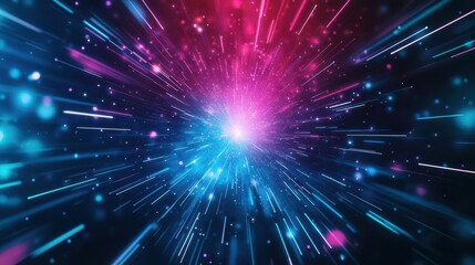 Naklejka premium Kaleidoscope of light transitions over an abstract cosmic background, transitioning through the color spectrum, Psychedelic, Vibrant, Glowing