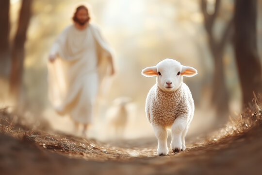 Jesus Christ Looking for One Lost Lamb
