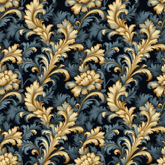 Baroque Floral Seamless Pattern. Pattern for wallpaper, background, print on fabric and paper.