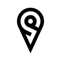Location pin logo. Letter P and letter S logo. Simple logo for parking company