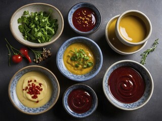 Assortment of Delicious Dips and Sauces