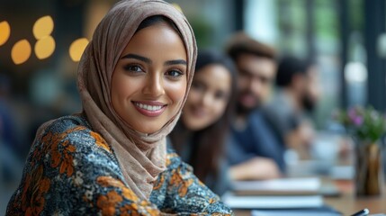 Group of adult immigrants in a classroom learning the local language, representing the importance of communication for social adaptation