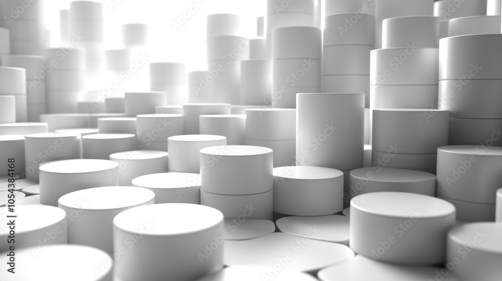 Poster abstract white cylinders in a 3d pattern