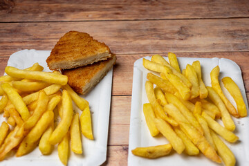 french fries and fried chicken