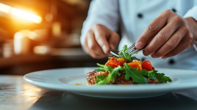 Migrant worker at a restaurant learning new culinary skills, symbolizing professional growth and adaptation in a new country