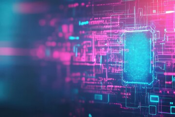 Obraz premium Stress pulse hologram, neonfused background, highpressure environment