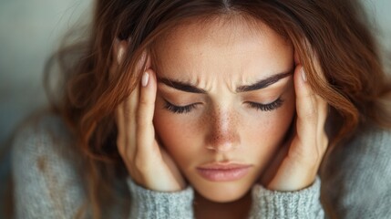 Woman struggling to concentrate while working at a noisy cafe, representing the challenges of maintaining focus in a busy environment