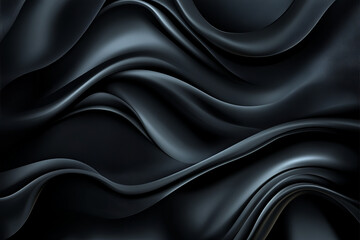 Obraz premium Black Elegance: Wavy Textures of Black Fabric