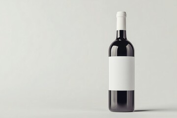 Red wine bottle with a blank white label, isolated on white background, clean mock up design