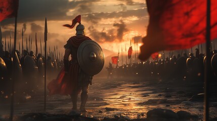 Roman Soldier in the Midst of Battle