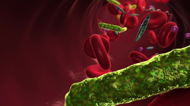 Bacteria in Vessel Red Blood Cells