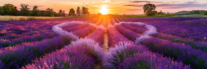 Purple lavender field at sunset  romantic and peaceful  perfect for summer and nature themes   