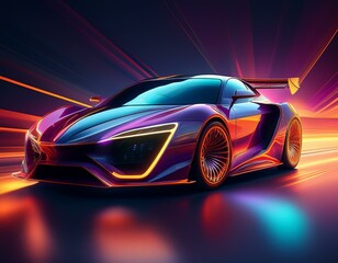sports car on neon background