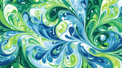 Vibrant swirled marbled pattern in shades of blue, green, and white, creating a mesmerizing abstract design with. Dotted Pattern. Illustration