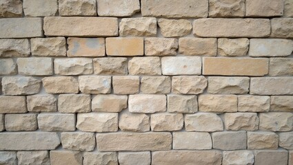 Obraz premium Raw rustic limestone wall in soft beige and gray hues