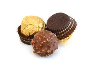 Chocolate candies isolated on white background