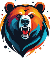 Bear Illustration vector design, bear logo, bear icon Design, Bear in forest
