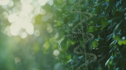 Naklejka premium DNA and Molecular Formulas Over Natures Canvas