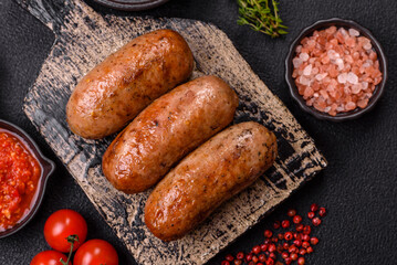 Chicken or pork sausages with salt, spices and herbs