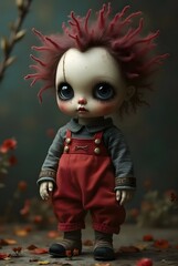 Fototapeta premium colorful (full body) puppet, (cursed puppet), artistically expressed