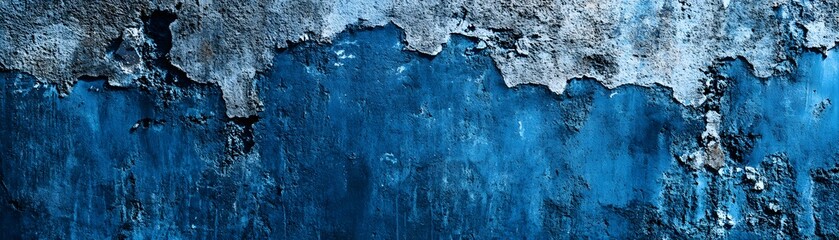 Fototapeta premium Weathered Blue Concrete Wall with Flaking Paint