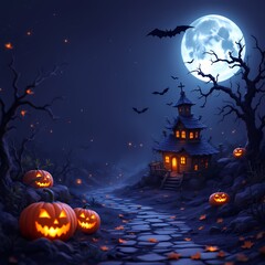Fototapeta premium Halloween bioluminescent background concept illustration for holiday event