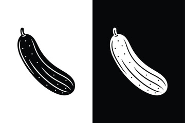 Creative Cucumber Silhouettes. Icon Vector Illustrations in Glyph Style