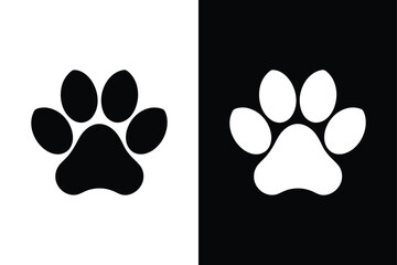 Animal Paw Print Icon. Flat Silhouette Vectors for Dog and Cat Lovers