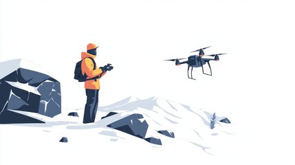 Minimalistic illustration of AI Autonomous Drone Surveying